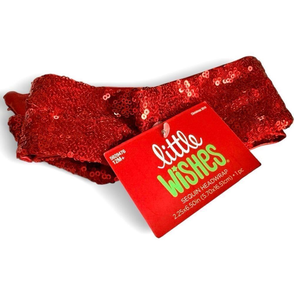 NWT Baby Toddler Girls Little Wishes Red Sequins Colors Top Knot Headband